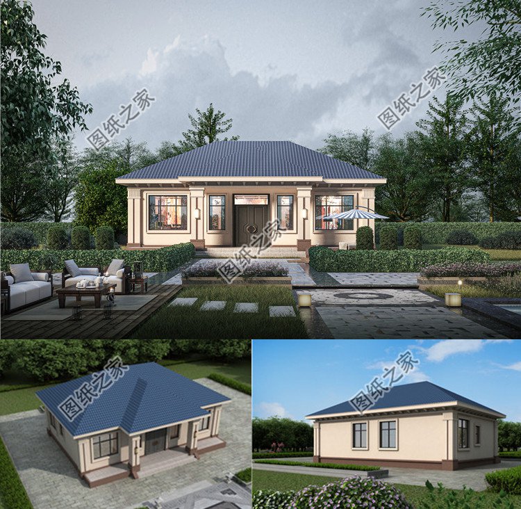 110平米一層小別墅設(shè)計(jì)方案效果圖