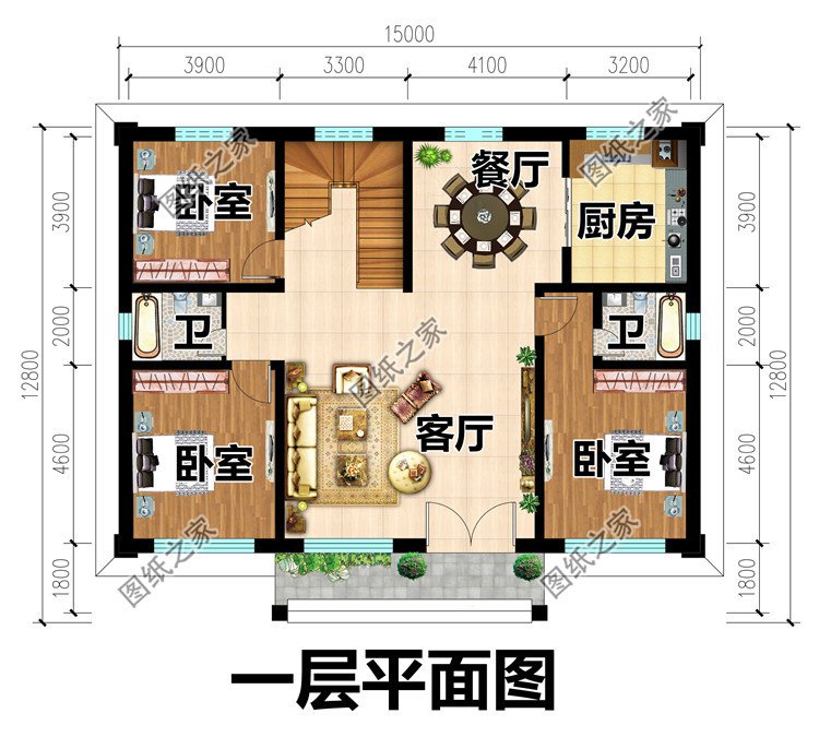 簡約實(shí)用二層別墅設(shè)計(jì)圖一層