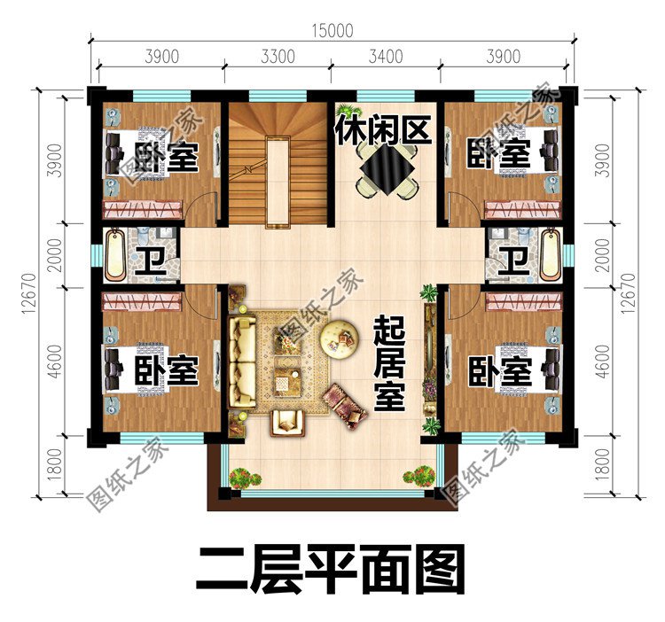 簡約實(shí)用二層別墅設(shè)計(jì)圖二層