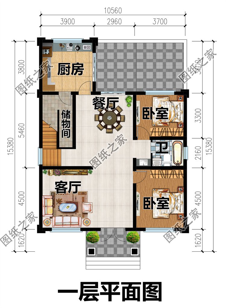 二層帶獨(dú)立廚房鄉(xiāng)村別墅設(shè)計(jì)