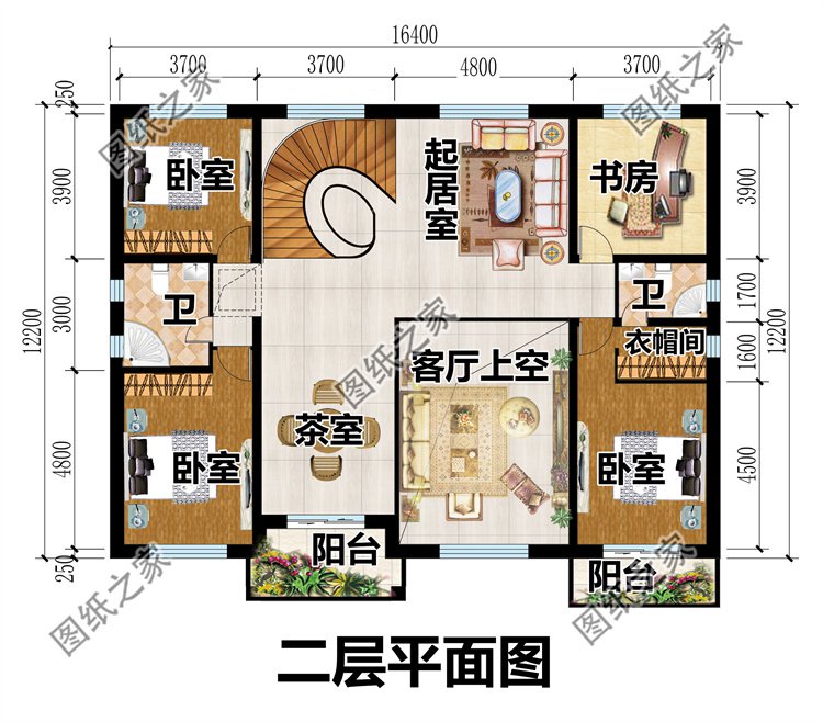 四開間二層別墅設計圖