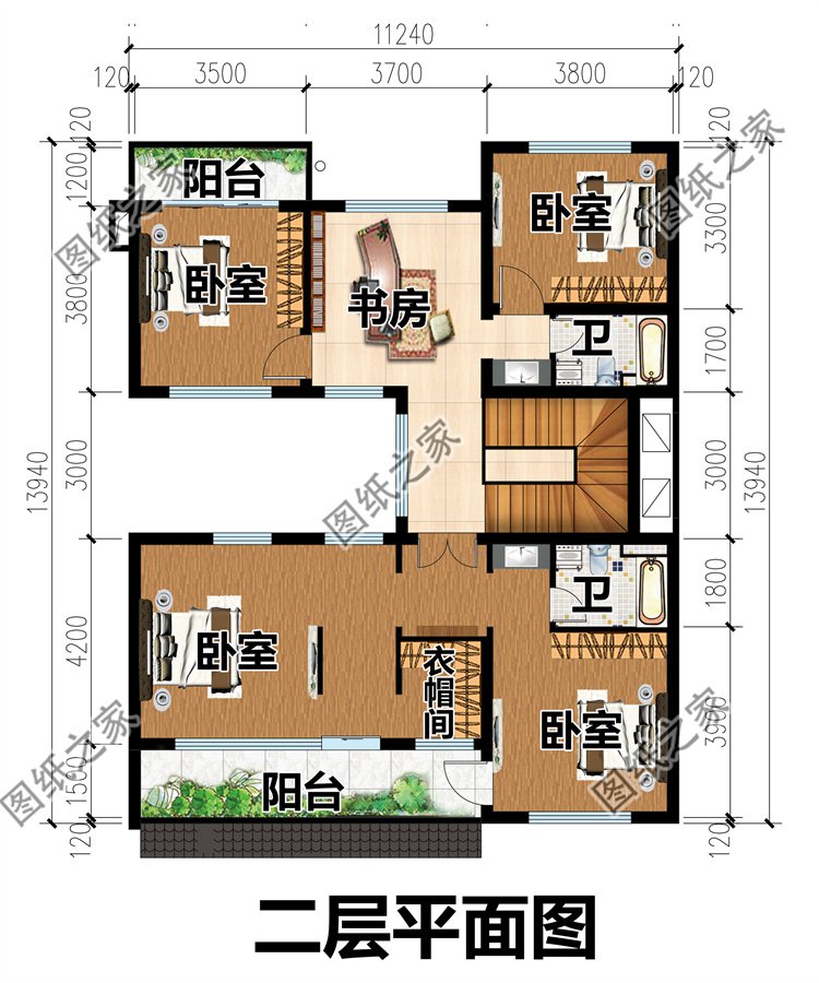 124平米徽派帶露臺(tái)別墅