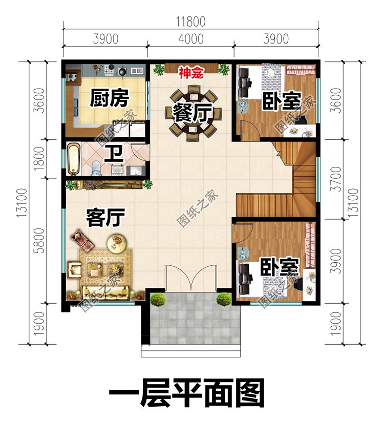 現(xiàn)代風農(nóng)村別墅一層