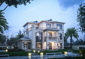 廚房餐廳在配房的歐式三層農(nóng)村別墅設(shè)計(jì)方案，華麗又宜居