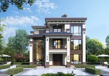 新中式三層歐式別墅設(shè)計(jì)圖，盡顯貴族風(fēng)范，占地135平