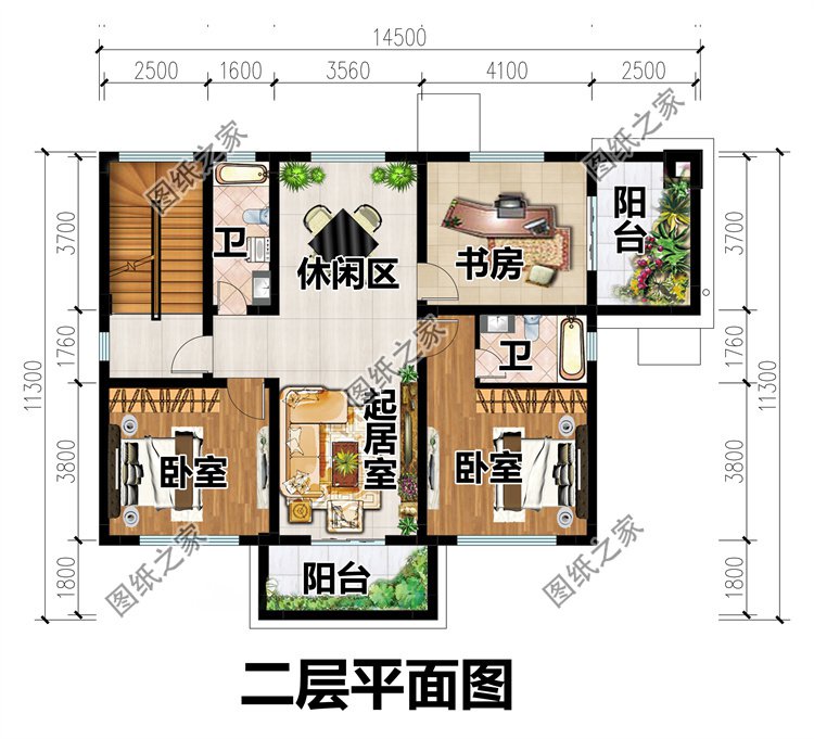 三層獨棟別墅設計二層