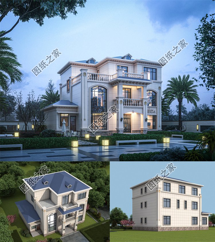 歐式三層農(nóng)村別墅效果圖