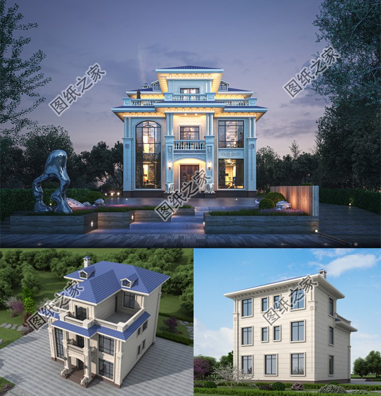 豪華三層農(nóng)村別墅效果圖