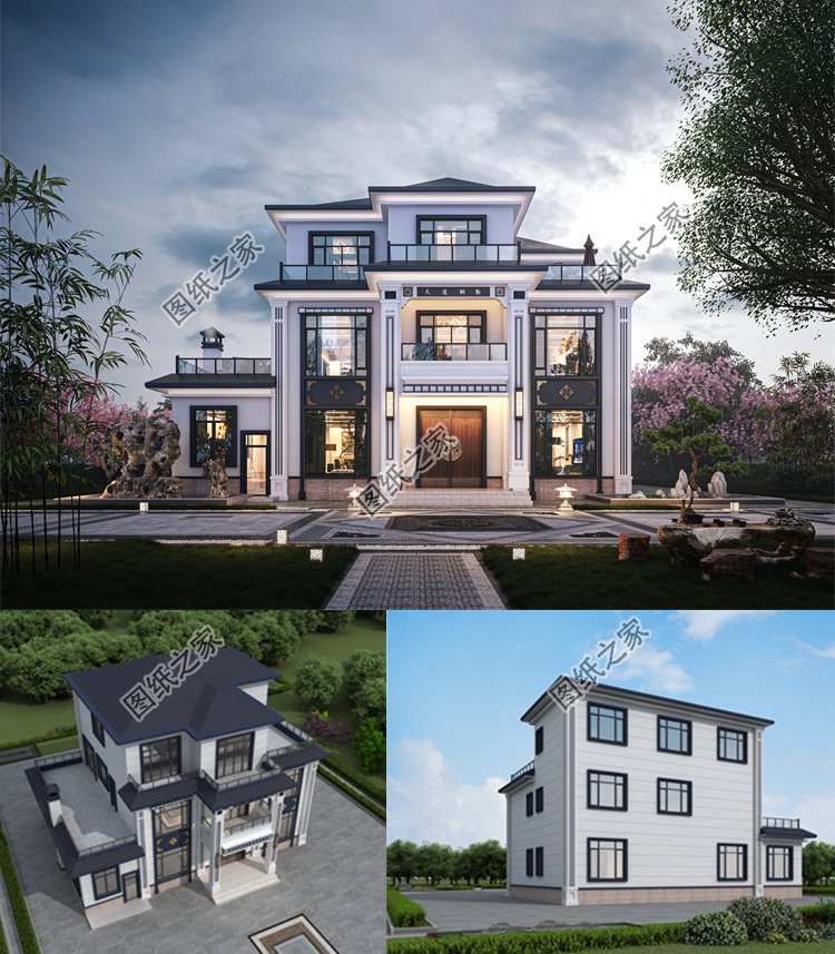 歐式三層農(nóng)村別墅效果圖