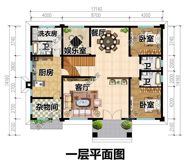 歐式三層農(nóng)村別墅一層