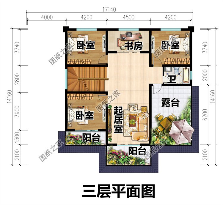 歐式三層農(nóng)村別墅三層