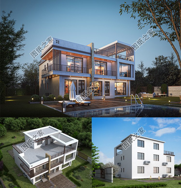 時尚現(xiàn)代三層農(nóng)村別墅效果圖