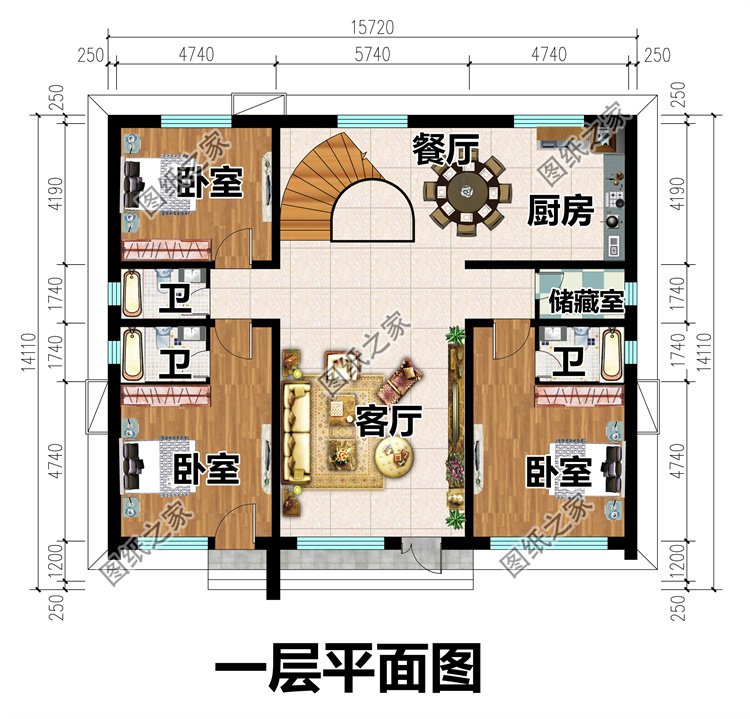 時尚現(xiàn)代三層農(nóng)村別墅一層