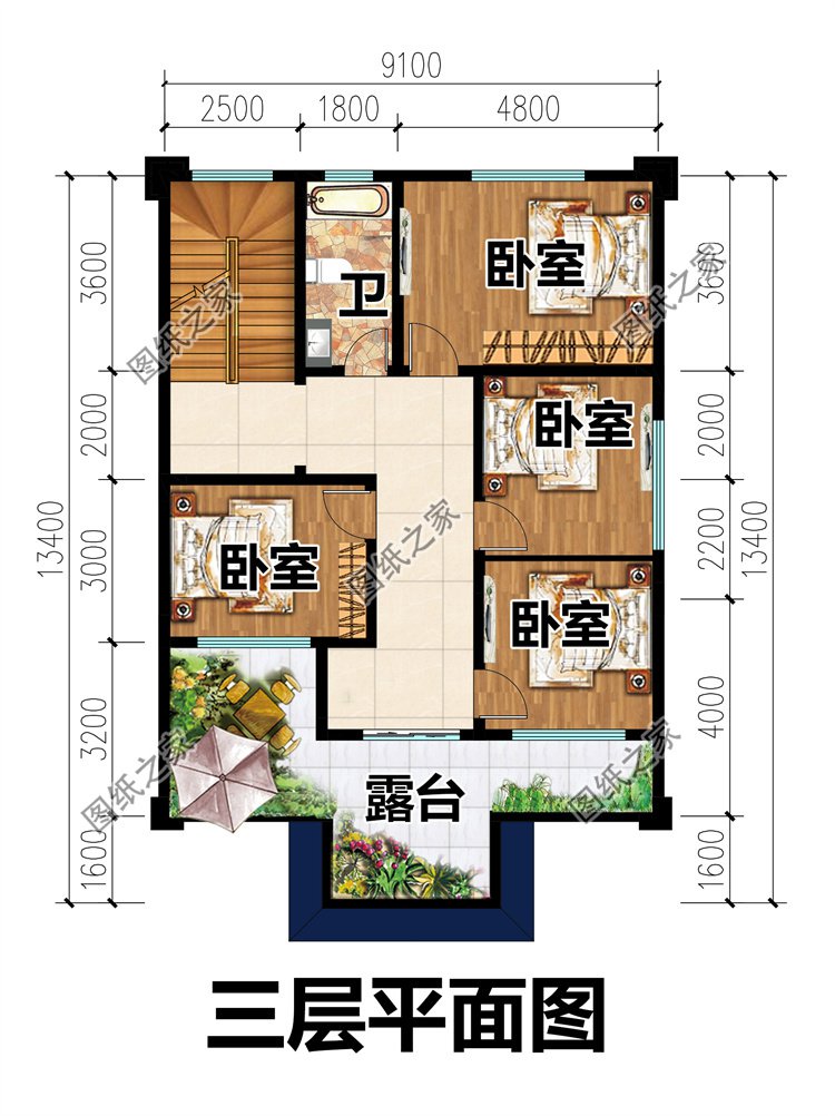 農(nóng)村自建的三層別墅設計圖三層
