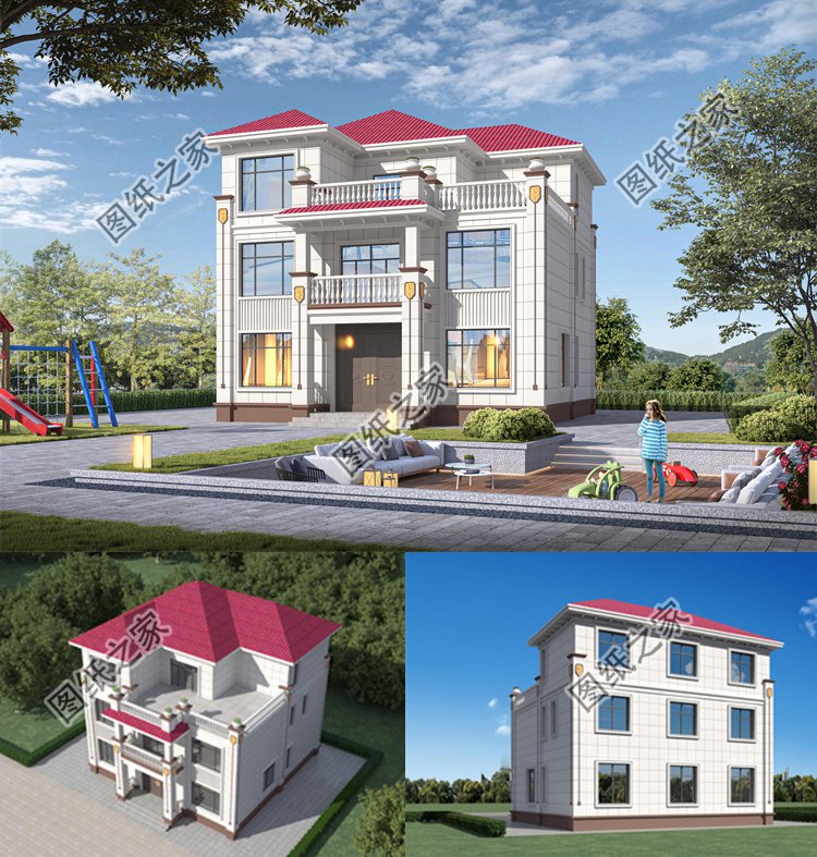 歐式三層農(nóng)村別墅效果圖