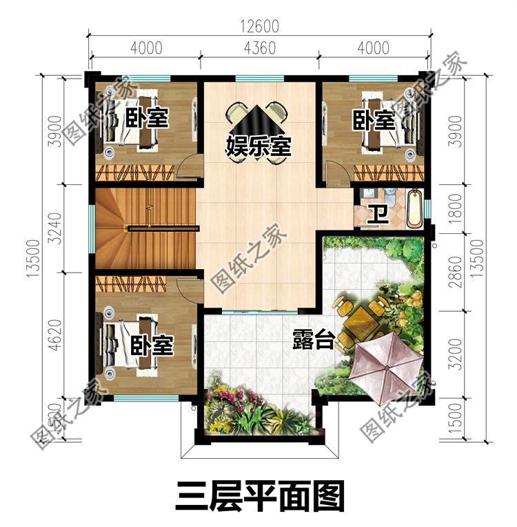 歐式三層農(nóng)村別墅三層