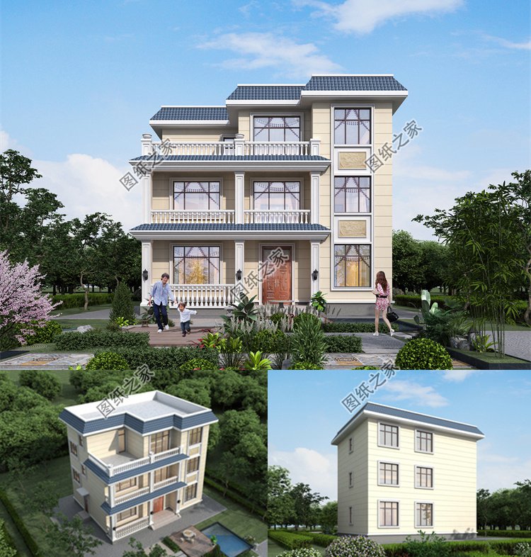 平頂三層別墅設(shè)計(jì)效果圖