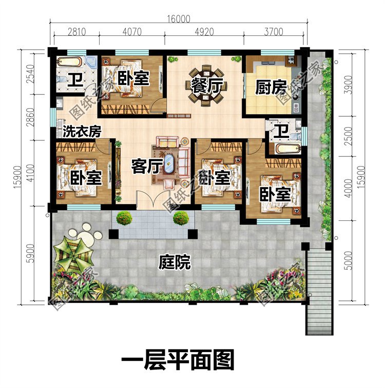 一層帶架空層的農(nóng)村別墅3