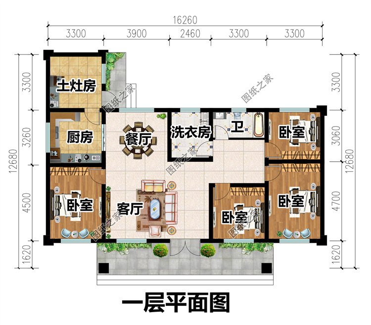 一層四開間自建房設(shè)計(jì)2