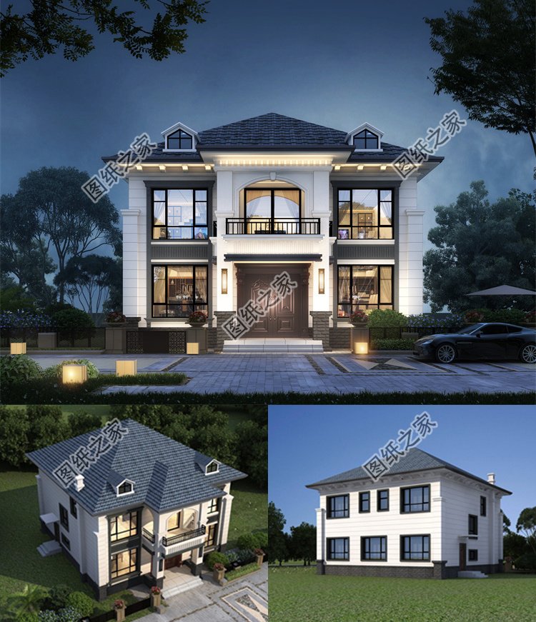 對(duì)稱設(shè)計(jì)二層歐式別墅1