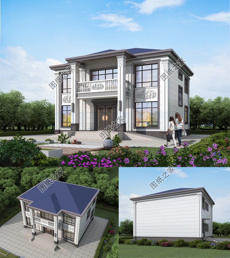 二層農(nóng)村小別墅自建房設計圖效果圖