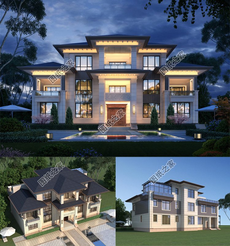 五開間農(nóng)村別墅設(shè)計(jì)圖1