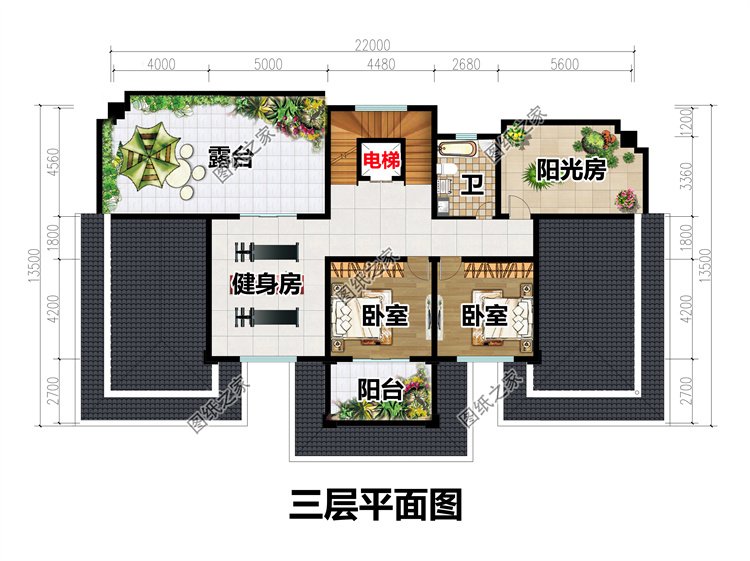 五開間農(nóng)村別墅設(shè)計(jì)圖4