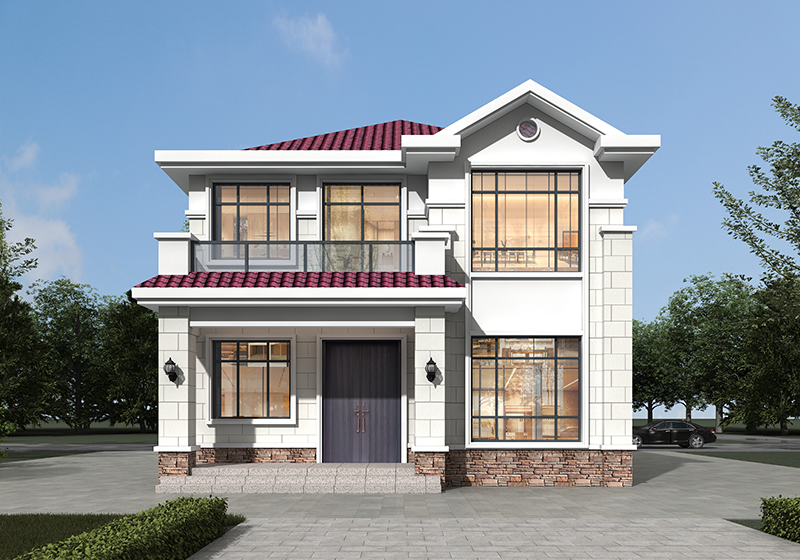 二層歐式農(nóng)村小別墅設(shè)計(jì)圖，9.5米乘13米，戶型好到鄰居求圖紙